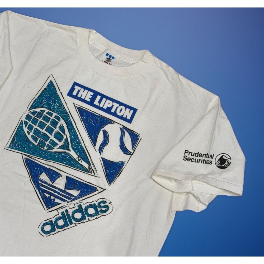 VTG 90s Adidas The Lipton International Tennis Championship Graphic Tee White XL